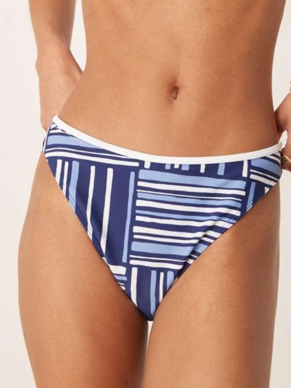 ABERCROMBIE & FITCH Women's Blue Mid Rise Contrast Trim Bikini Bottom Co-Ord XL